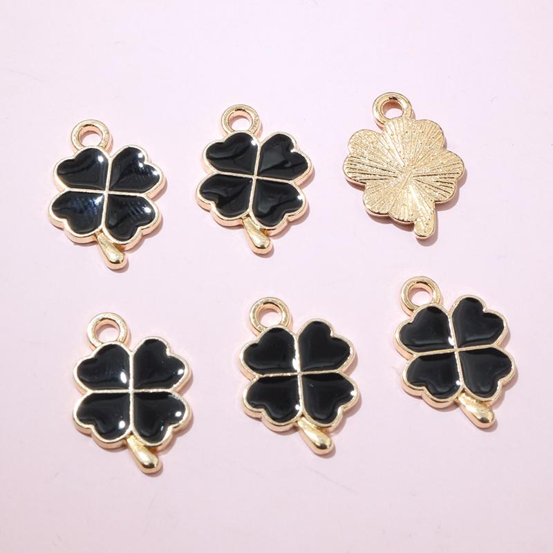 20pcs 18x12mm Enamel Clover Charms Pendant Alloy Metal DIY Jewelry Making Accessories Findingsn for Bracelet Earrings Necklace