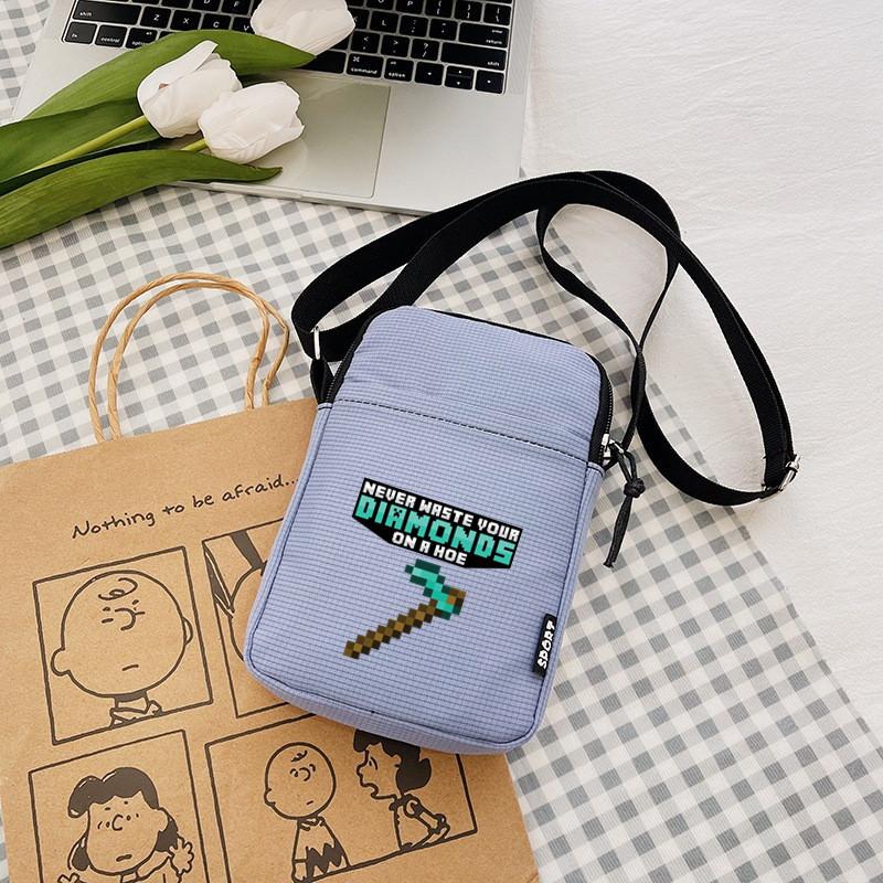 Printing Minecraft Pattern Canvas Single Shoulder Crossbody Bag Gift Fashion