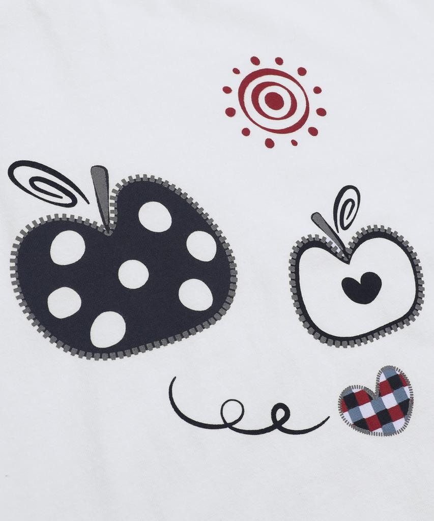 RuNaKi'Hu' Wxt095 Mela Dot Applique Ringer T-Shirt (White)