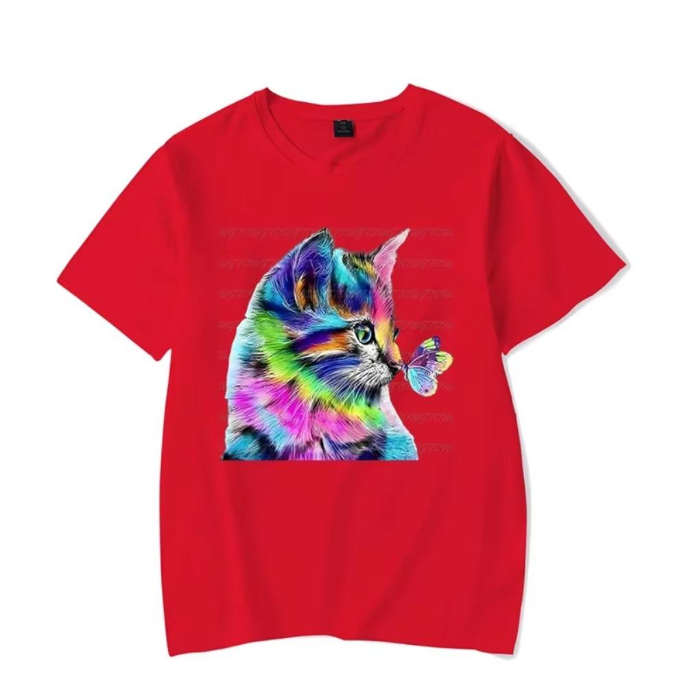 Short Sleeve Men's T-shirt Colorful Cat Shirt Kawaii Shirt Men Women Tshirt Male Loves Cat Ranch Life Classic T-shirt Hombre