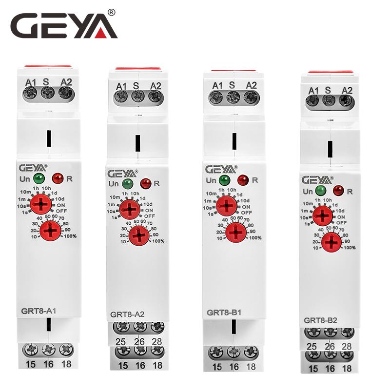GEYA GRT8-A/B Delay on or Delay off Timer Relay Electronic Type 16A AC230V or AC/DC12-240V with CE CB ROHS3