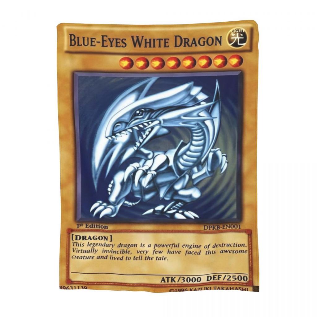 Anime Yu Gi Oh Card Blankets Blue Eyes White Dragon Cartoon Plush Novelty Soft Throw Blankets for Home Restaurant Spring Autumn