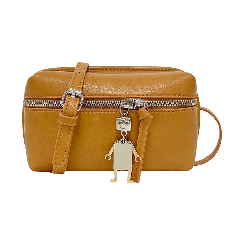 

2025 summer new fashion simple light luxury high value women s soft leather small square bag single shoulder messenger bag camera bag тыква