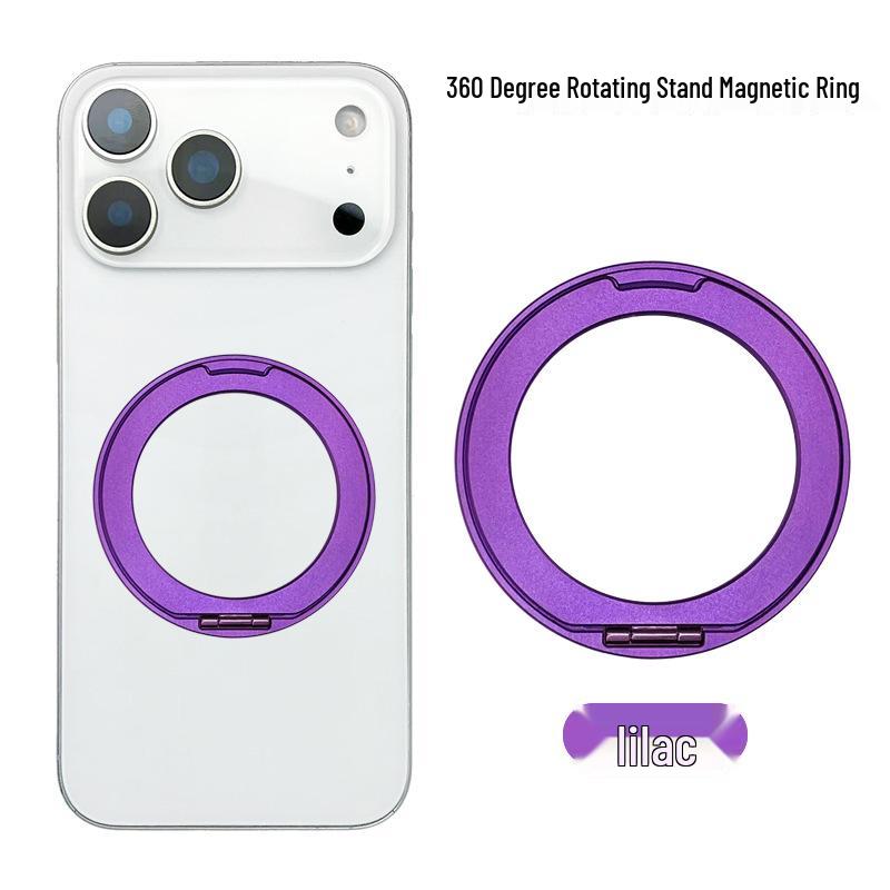 360° Rotating Aluminum Magnetic Phone Holder with Desktop Mount and Magnetic Charging Support.