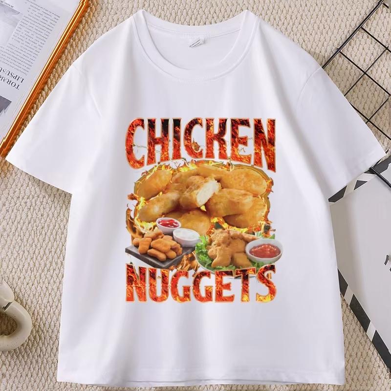 Chicken Nuggets Vintage 90s Graphic Tshirt for Unisex Women Cotton Short Sleeve Round Neck Printed Tshirt Unisex Vintagel Unisex Tops