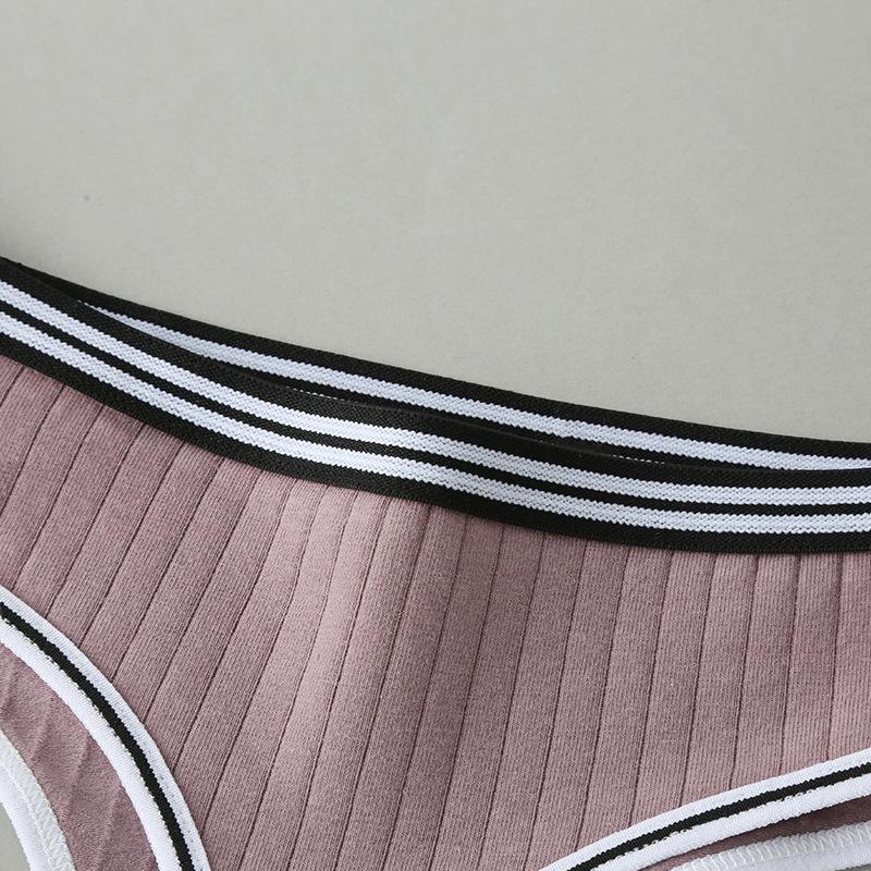 Women's Underwear Sexy Thong Striped Waistband Pure Cotton Crotch T Pants Female Charm Low Waist Thread Panties