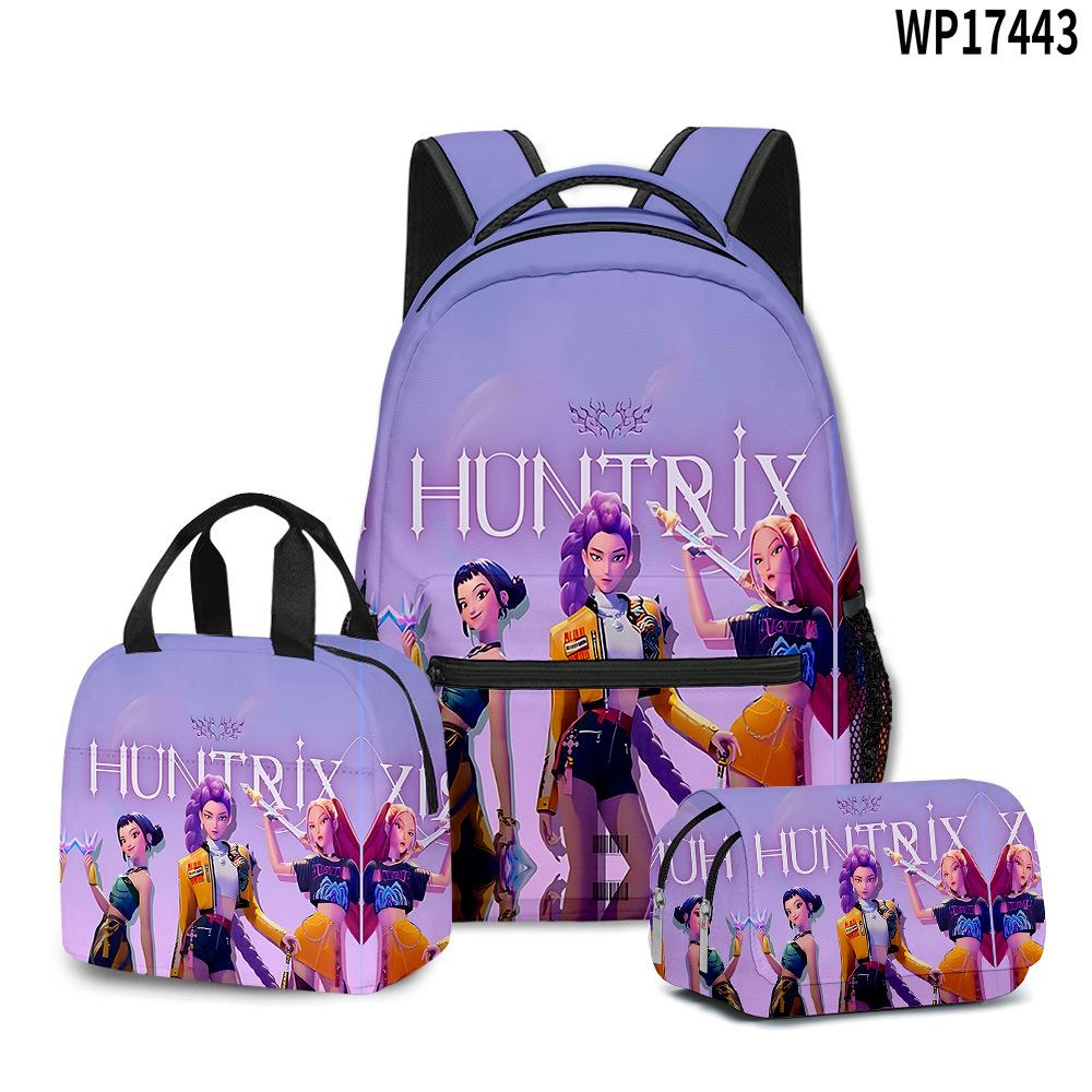 3D Movie K-Pop Demon Hunter Girl Group School Bag Backpack Lunch Bag Pencil Case Three-Piece Set