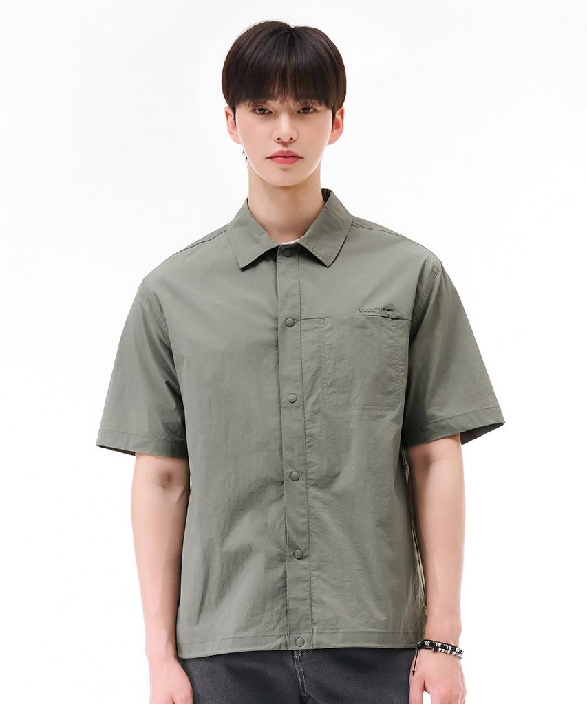 CHASECULT Men'S Stretch Short Sleeve Shirt - Khaki