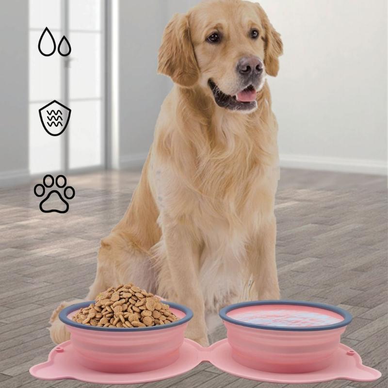 Dog Slow Feeding Bowl Silicone Pet Food Bowl Pet Dogs Outdoor Travel Feeding Bowl Foldable Food Feeder Bowl Dog Dishware