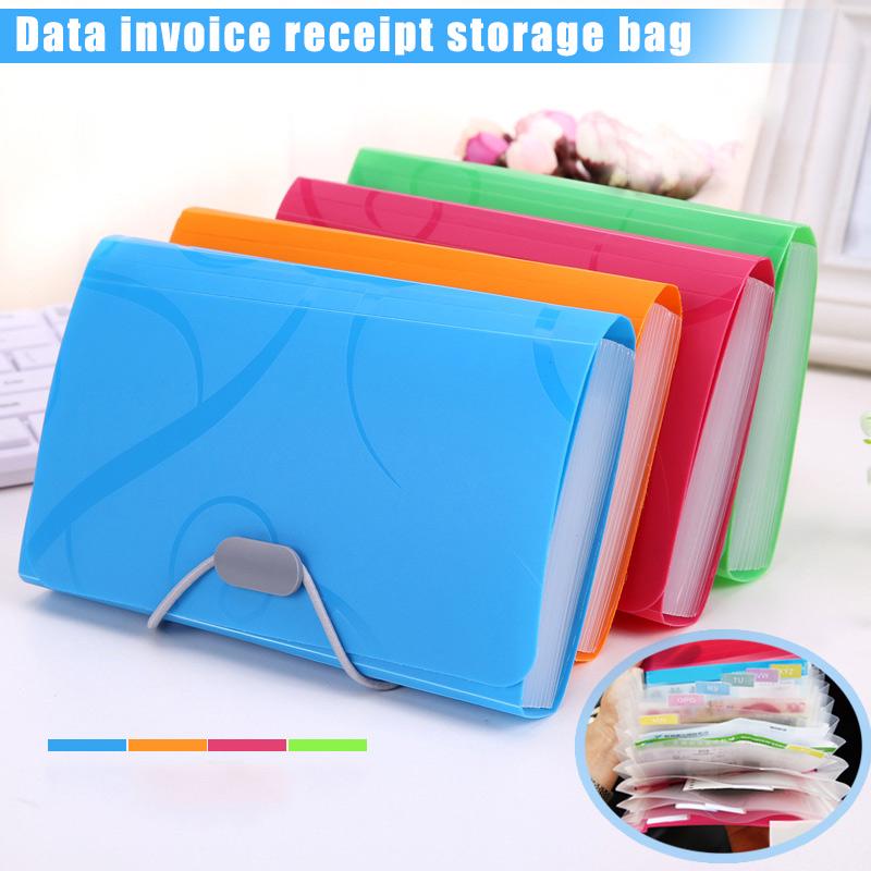 Folder Office File 8 Organ Bag Multi-Layer Insert Test Paper Storage Bag Invoice Receipt Bill File Bag Test File Color : Blue