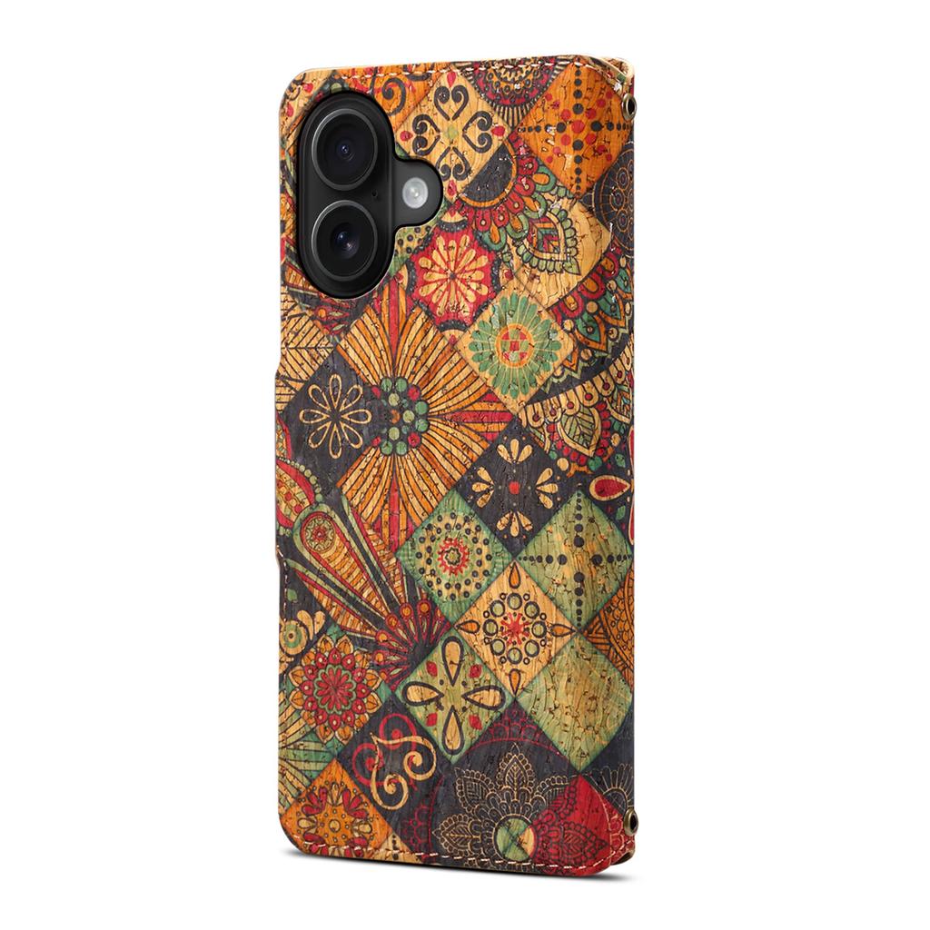 For iPhone 16 Plus Case Flower Printing Stand PU Leather Protective Phone Cover