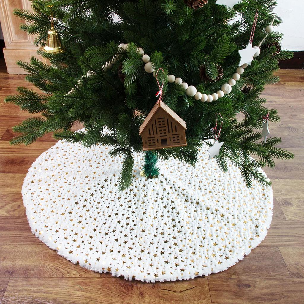 Christmas Decorations Five-star Print Plush Tree Skirt Plush Christmas Tree Decoration Christmas Tree Skirt