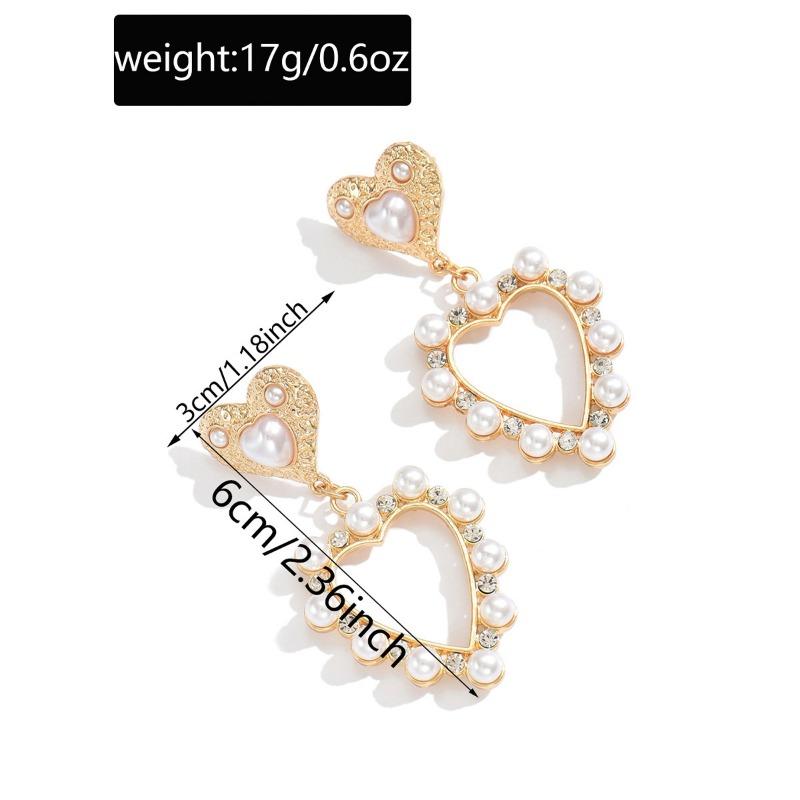 Casual sweet love pearl earrings light luxury high sense temperament versatile hollow love stud earrings women