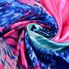 [BYSIFA] Dark Pink Silk Scarf Shawl New Sunrise Design Square Scarves Fashion Head Scarf 90*90cm Spring Ladies Satin Scarf Saly