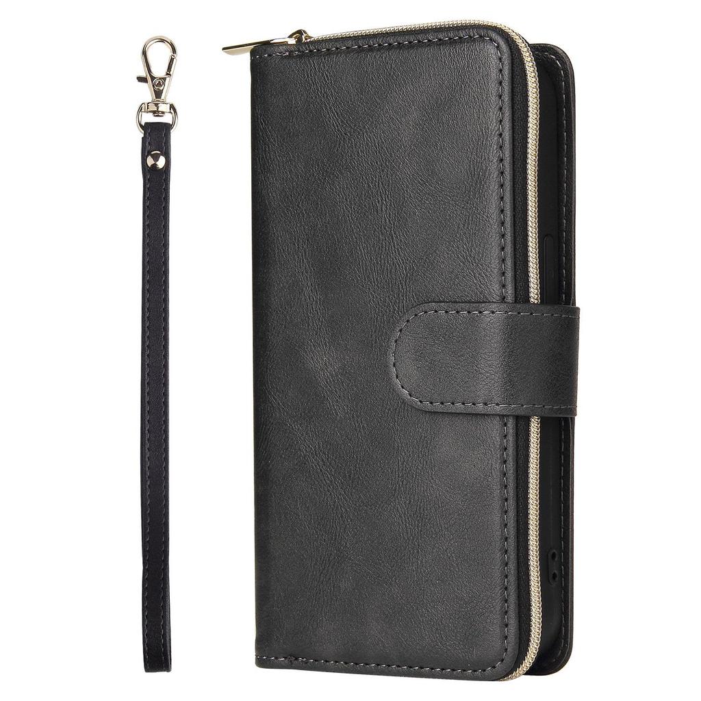 Apple iPhone 13/12 Mini Leather Case: Nine-Card Zipper Style for 14 Pro Max