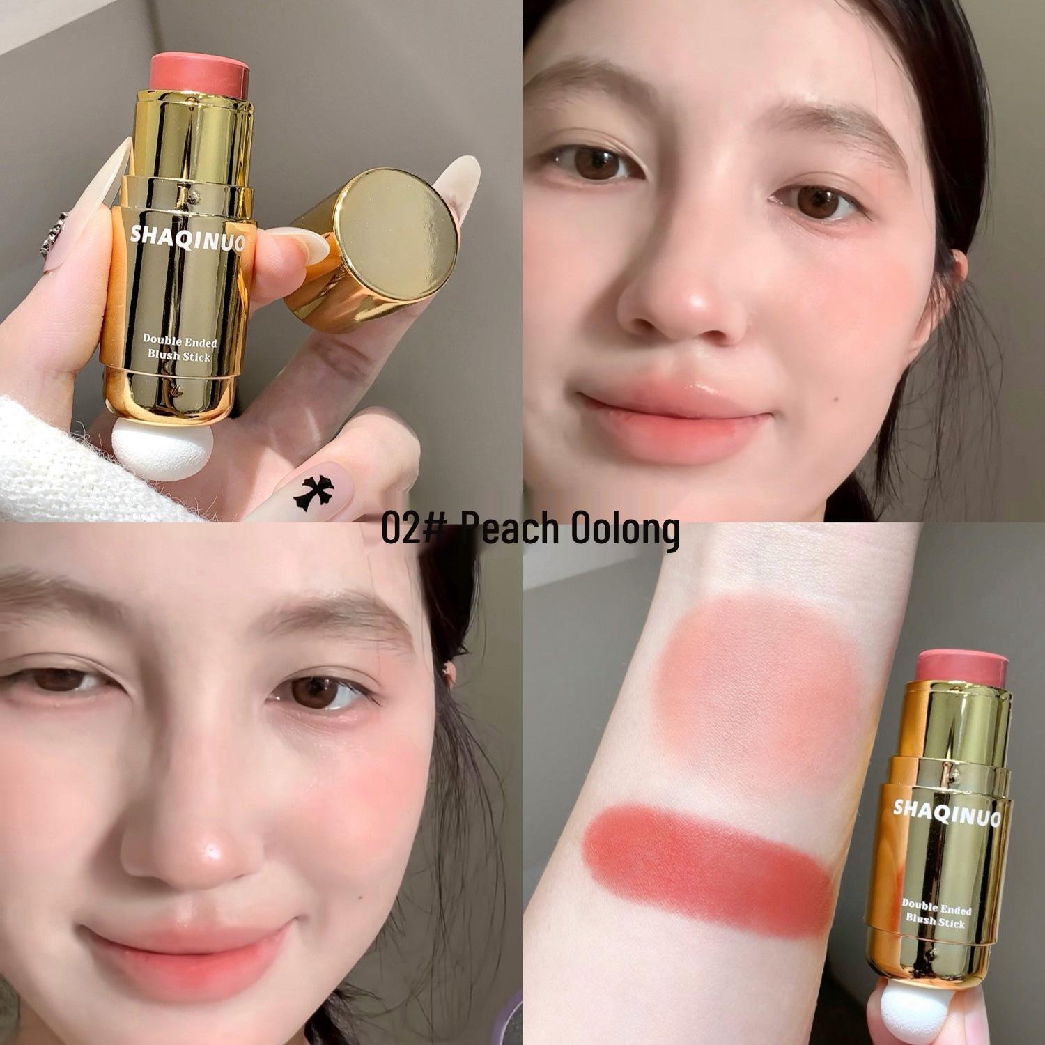 SHAQINUO Double-Ended Korean Cream Blush Stick – Low Saturation, Fine, Natural, Mother-Like Beauty.