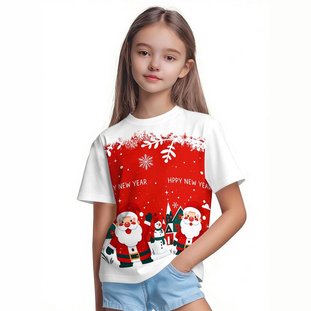 Sommer Kinder 3D-Druck Rundhals-T-Shirt Weihnachts-Verkleidung
