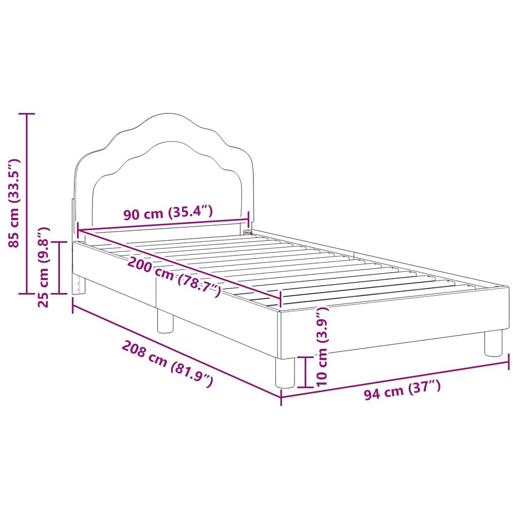 Children s Bed Frame with Headboard Pink 90 x 200 cm Velvet