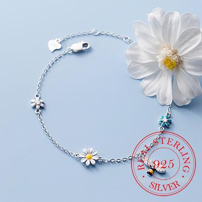 925 Sterling Silber Daisy Bee Charm Armband Für Frauen Mädchen Party Hochzeit Trendy Armreif Bijoux Luxus Schmuck Zubehör