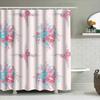Beautiful Pink Blue Floral Print Shower Curtain Set Bathroom Decor Waterproof Fabric For Bathrooms