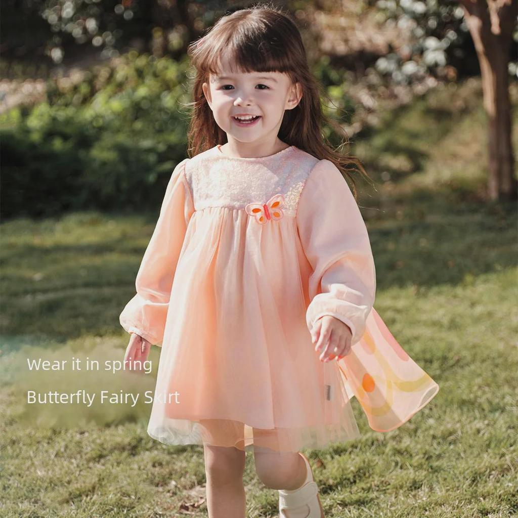 Girls' Butterfly Dress - Spring 2025 Sweet Mesh Princess Skirt