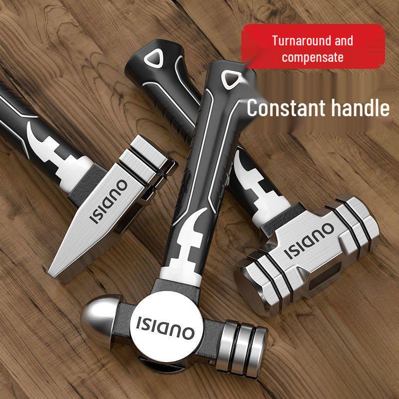 Compact Round-Head Hammer: Short Handle, Fiber Grip, Fitter s Tool, and Claw Function High Hardness Impact Resistant Octagonal Hammer