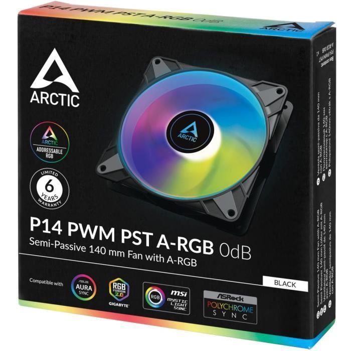 ARCTIC P14 PWM PST ARGB 0dB (Noir) - Ventilateur 140mm ARGB Pour Boitier
