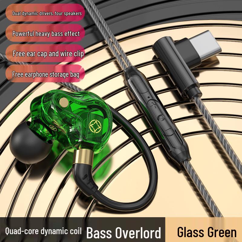 S61Type-C Quad-Core Dual Dynamic Wired Over-Ear Earphones with Digital Chip