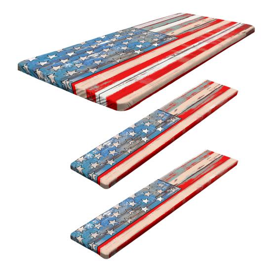 Picnic Table Cover Set American Flag Fitted Table Cover with 2 Bench Covers Waterproof Windproof Tablecloth with Elastic Edges for Outdoor Camping