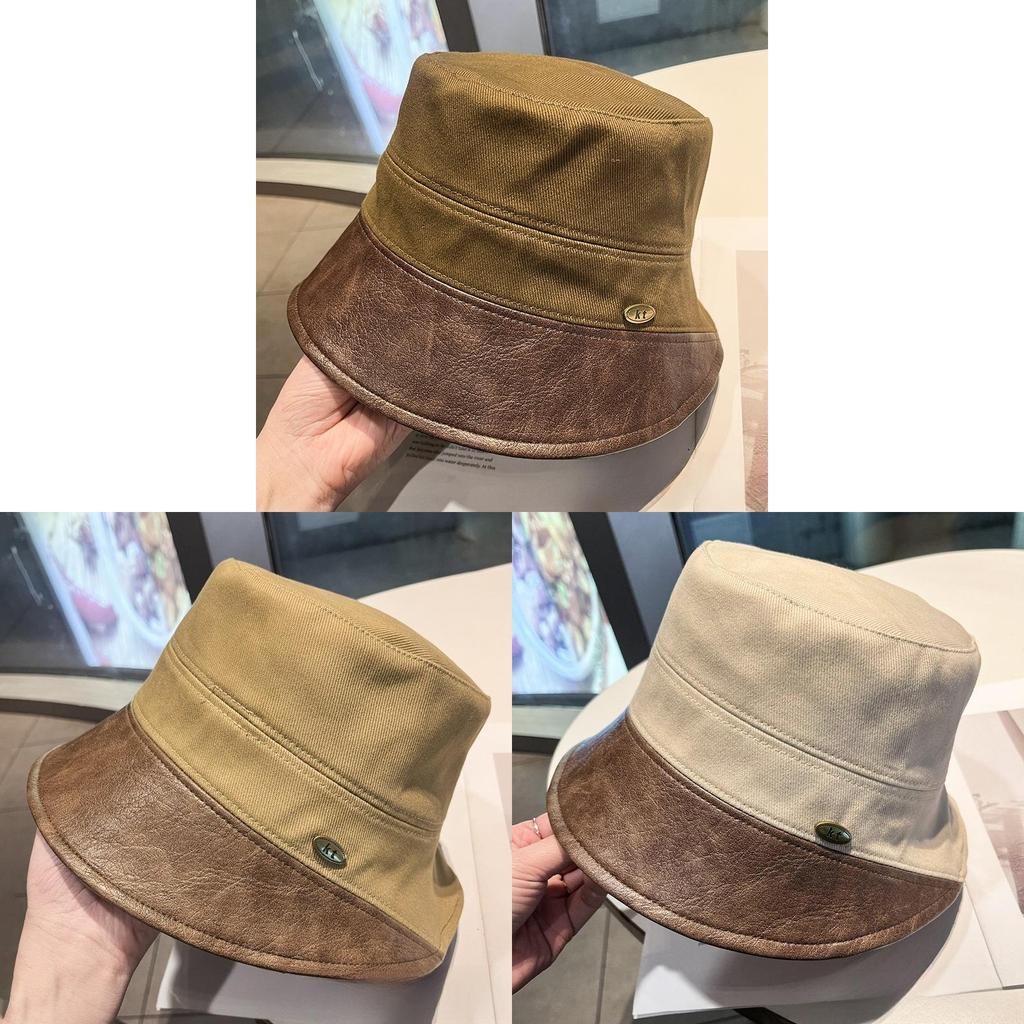 Cotton Pu Wide Brim Bucket Hat For Women Sun Protection Summer Fashion Accessory