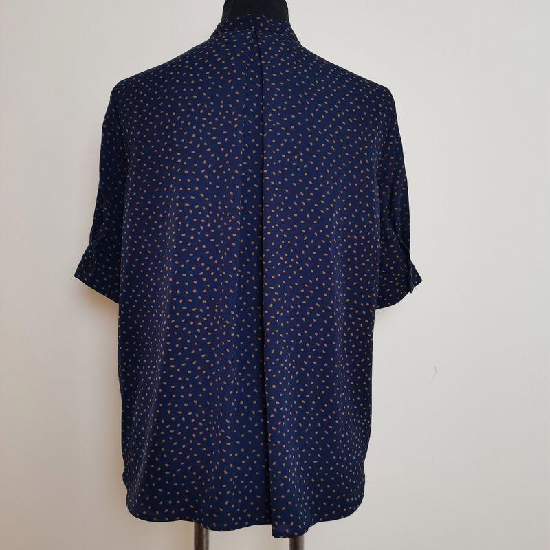 Export Japanese Original Order Leftover Stock Ribbon Polka Dot Elegant Half Sleeve Shirt Women's Versatile Stand Collar Chiffon Shirt Bottoming Shirt