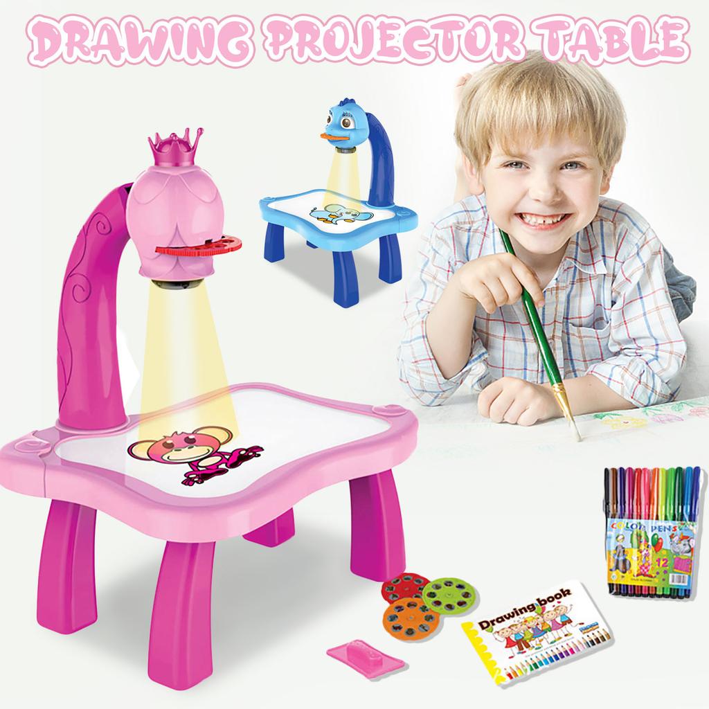 Child Smart Projector Desk With Light & Music Learning Painting Machine Toy 5ML