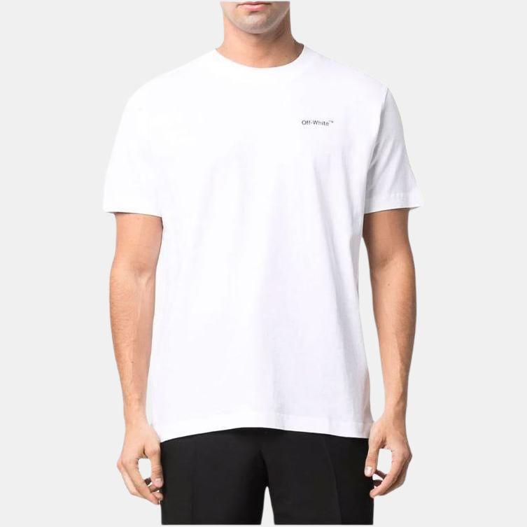 OFF WHITE Tekstowe Logo Caravaggio Święty Hieronim Piszący Strzały Dopasowany Krój Koszulka OMAA027C99JER0030110