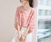Summer new fashion light and cool smudged printed chiffon t-shirt women's slim shirt lantern sleeve top
