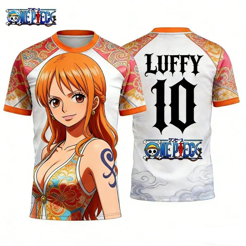 2026 Summer One Piece Luffy Retro Cosplay T-shirt Men s Oversized 3D XXS