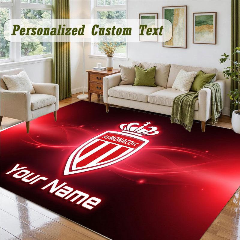 Crystal Velvet Square Rug Custom NameMonaco FC Pattern Non Slip Home Floor Decor Rug