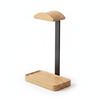 Desktop Headphone Stand Aluminum Alloy Wood Curved Top Headset Holder