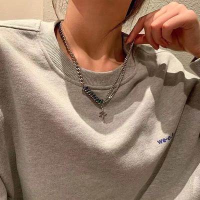 Color Chain Tetragonal Star Necklace Ins Hip Hop Sweater Chain Cold Wind Personality Niche Accessories Pendant Women