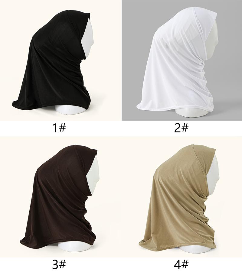 Small Size Cotton Jersey Instant Hijab Headscarf For Children Muslim Solid Plain Color Ready To Wear Hijabs Full Cover Neck