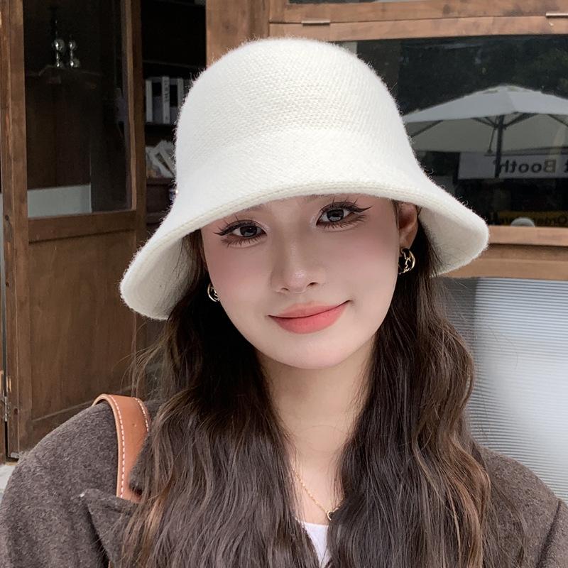 Autumn And Winter Bucket Hat Women'S Solid Color Small Brim Basin Hat Fashionable White Outdoor Warm Cold Show Face Small Bucket Hat