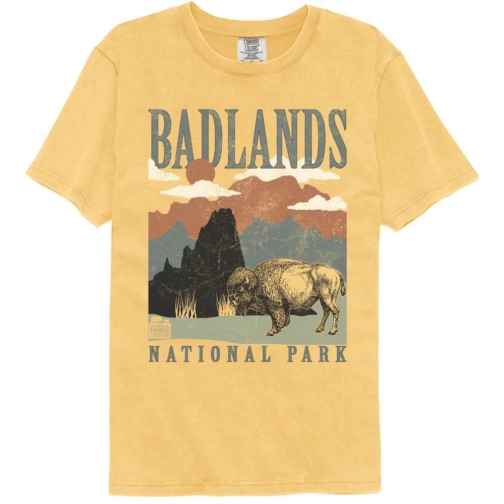 National Parks - Badlands Minimalist Landscape - American Classics - Solid Yello 100