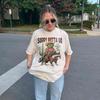 Cowboy Frog Riding Raccoon Shirt The Vibes Are Off Weird Unisex Shortsleeved Retro Street Casual Fashion Tops Clothing