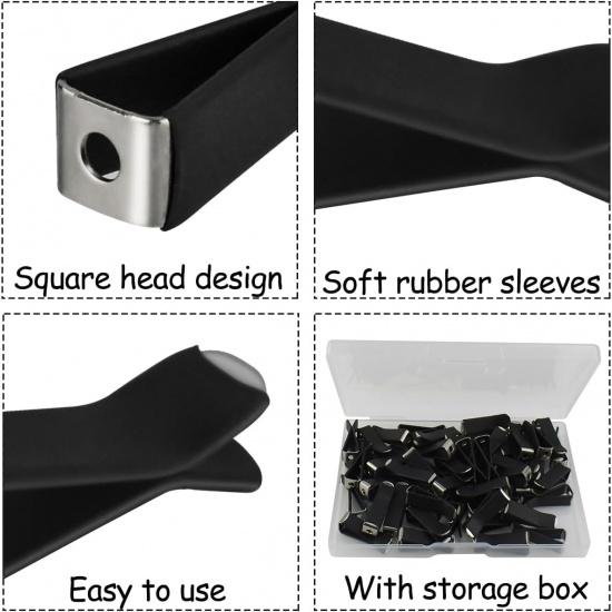 60 Pieces Square Head Car Vent Clips Auto Air freshener Outlet Clips with 1 Storage Box, 9mm Auto Air Conditioner Outlet Clips (Black)