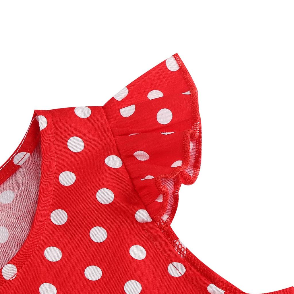 Μοντέρνο παιδικό φόρεμα με πουά και φρέσκια ρετρό φούστα