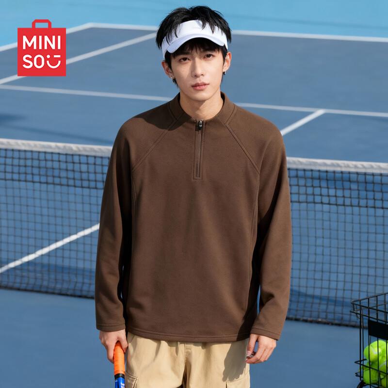 MINISO Men s Plush Lined Mock Neck Long Sleeve T-Shirt 3XL