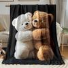 Bears Hugging Flannel Blanket Soft Warm Lightweight for Sofa Bedroom Living Room Adult Gifts for Family or Friends Camp Travel