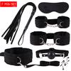 7 Piece/Set BDSM Sexual Bondage Adult Female Sex Toys Sex Handcuffs Leather Whip Nipple Clips Blindfolds Gag Balls Sex Toys