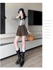 Women's High Waist Woolen Wide-Leg Shorts, Autumn/Winter 2024 Collection - Versatile Casual Wear, Available in Small to Plus Sizes.