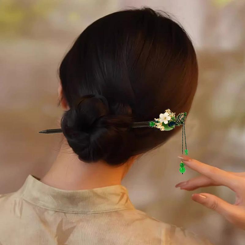 1Pc Petal Hairpin New Chinese Style Tassel Hairpin Fresh Wood Ancient Headwear Sandalwood Hairpin Tassel