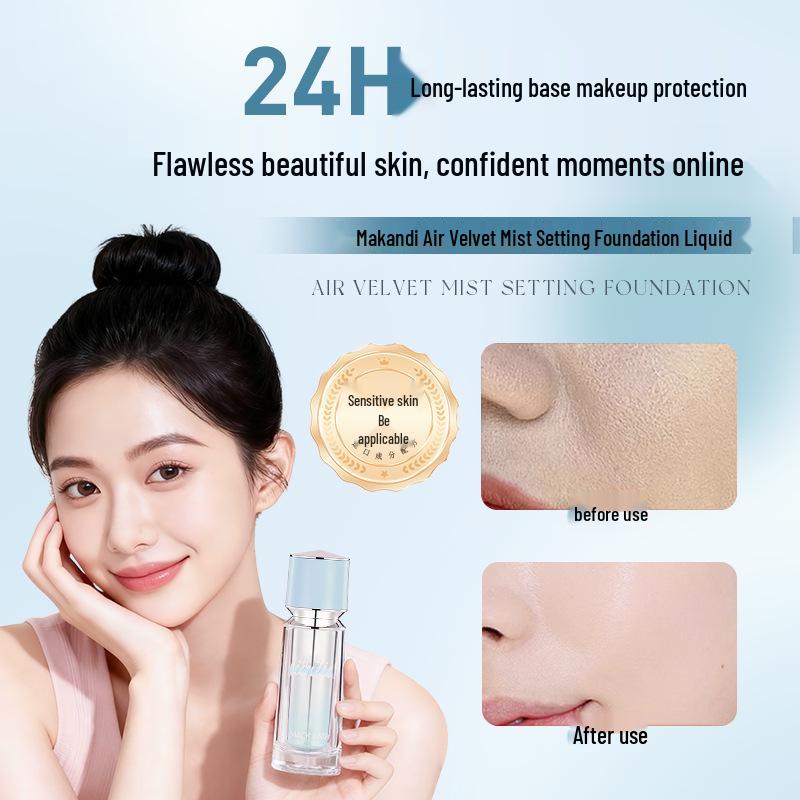 Make Andy Air Velvet Mist Soft-Focus Long-Lasting Natural Silky Concealing Foundation Liquid